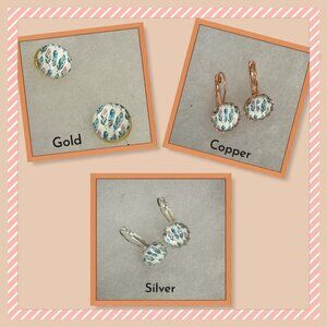 Feather cabochon earrings NEW!!